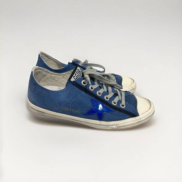 GOLDEN GOOSE V-star 2 Low Top Sneaker In Bluette Suede Size 39 - Picture 1 of 8